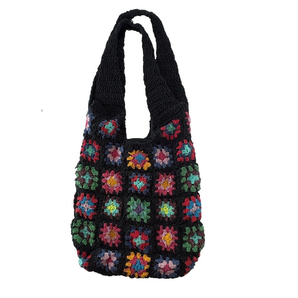Crochet Handbag  Multicolor Granny Square Floral Granny core